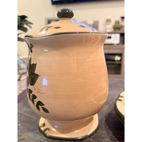 Home Trends Fruit Harvest 5 Pc Set Plates & Cookie Jar Hand Painted Stoneware - Picture 4 of 16